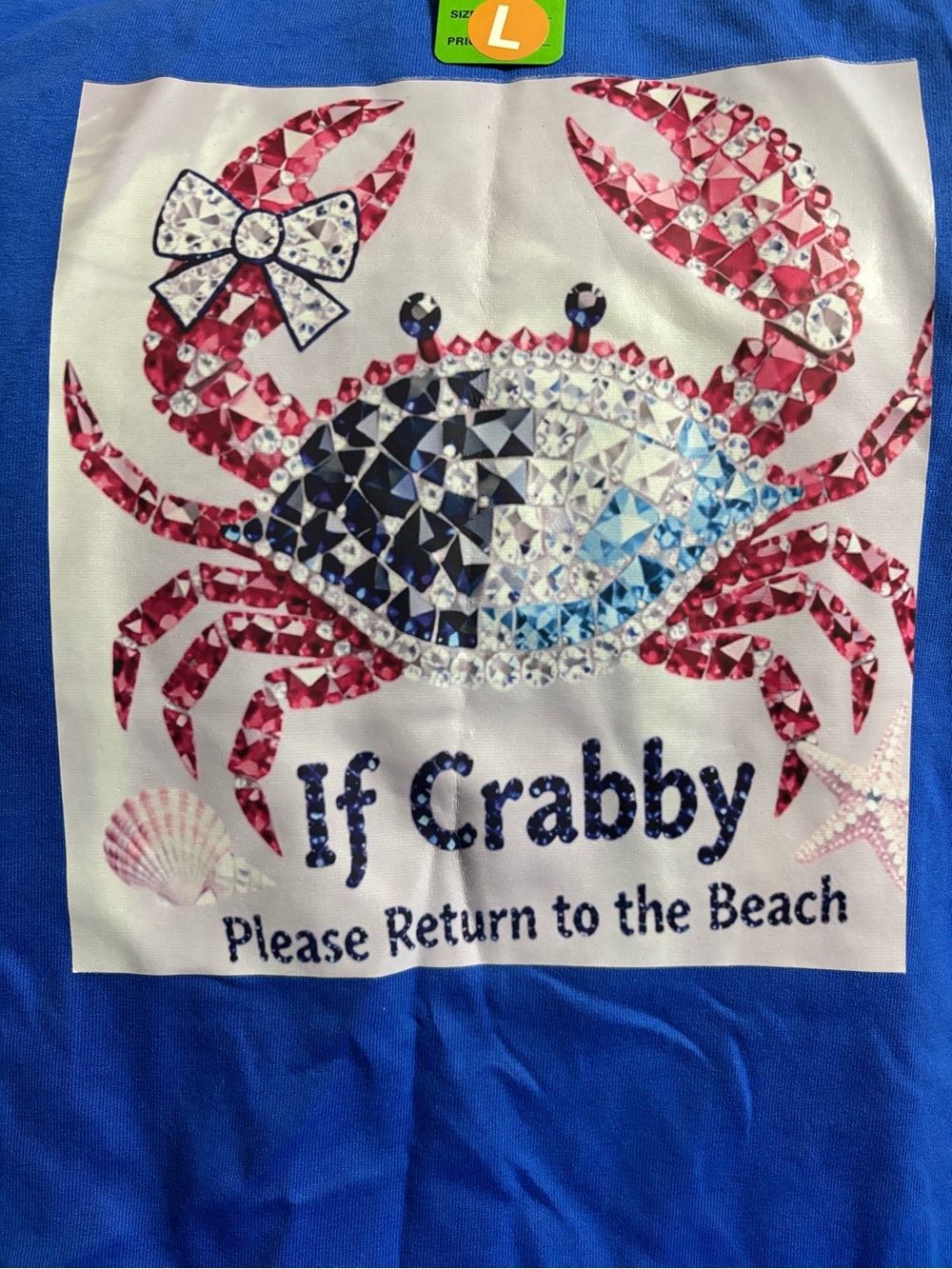 NEW Blue Graphic Crab Beach Tee size Large